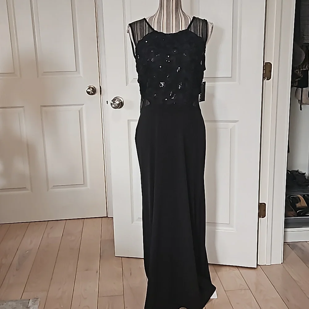 ENFOCUS STUDIO Women Black Sequin Ribben Gown Size 12 - Picture 2 of 14